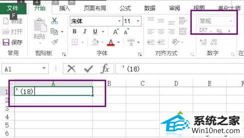 输入“‘(18)&rdquo win10系统在Excel表格中输入括号变成负号的图文步骤